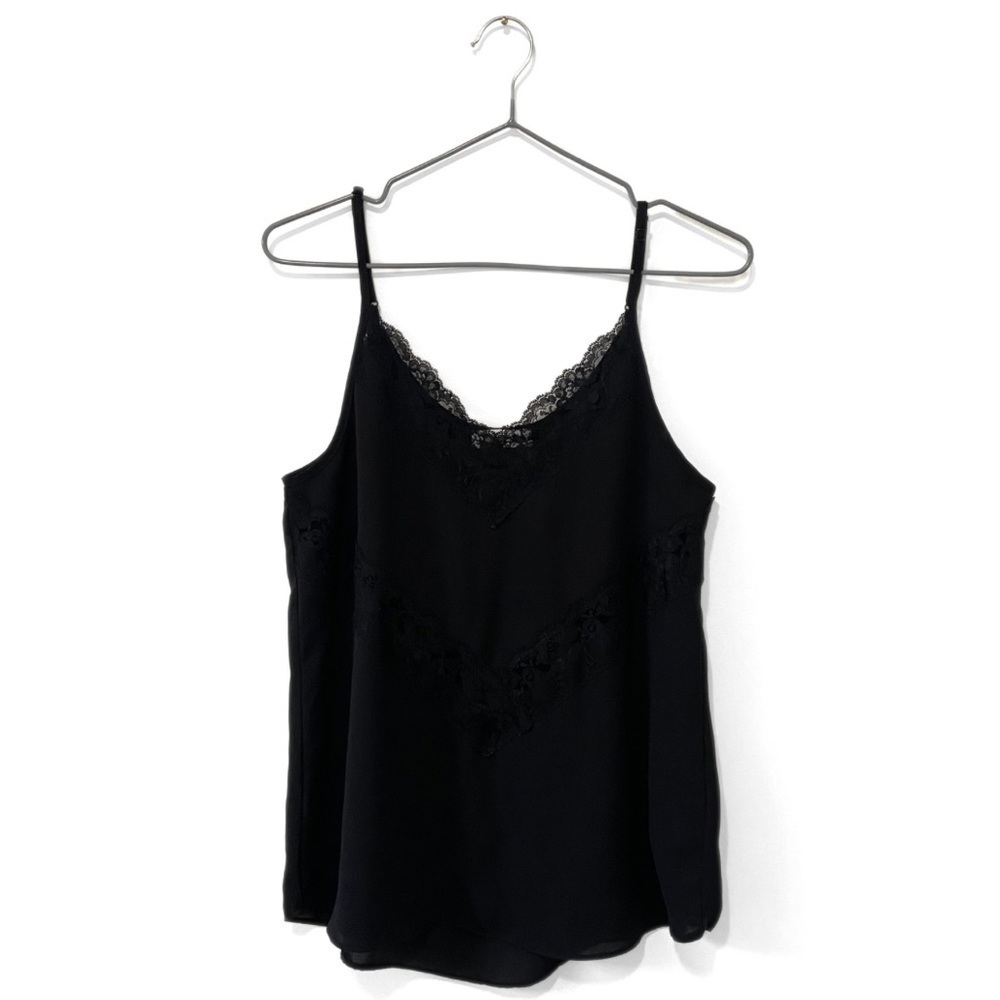 Babaton | Aritzia Black Lace Trim V-Neck Flowy Cami Tank Top Size XS